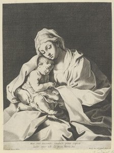 The Virgin holding the infant Christ on her lap, after Reni, 1630-78. Creator: Anon.