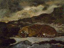 Tiger Asleep, c1850s-1860s. Creator: Antoine-Louis Barye.