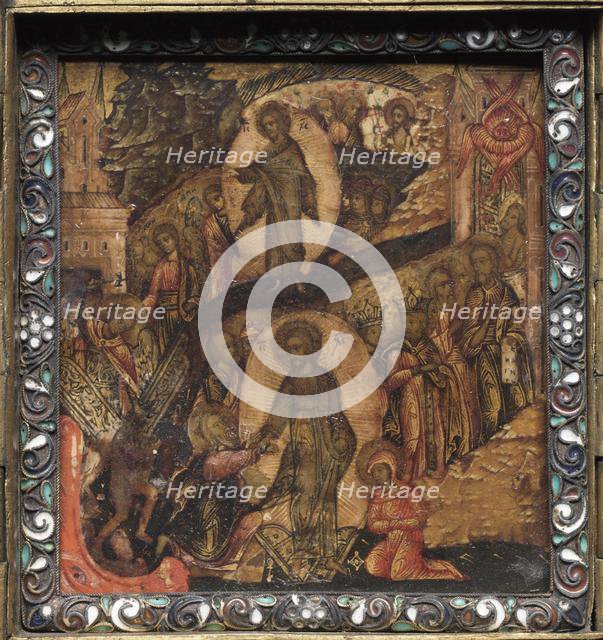 Portable Triptych Icon: The Resurrection and Anastasis, 1600s. Creator: Unknown.