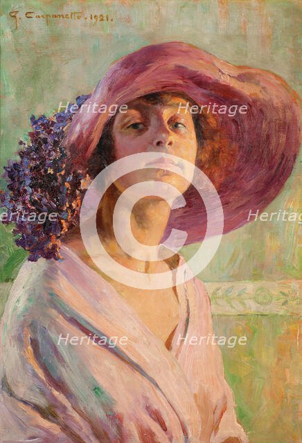 The flower hat, 1921. Creator: Carpanetto, Giovanni Battista (1863-1928).