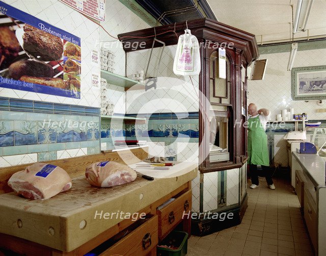 Inside A Scarratt's butcher's shop at 47 High Street, Ilfracombe, Devon, 2000. Artist: M Hesketh Roberts