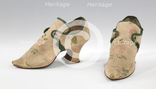 Shoes, probably British, 1700-1720. Creator: Unknown.