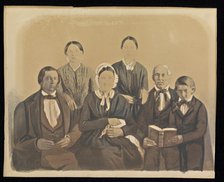 Group portrait of the Pratt family and Uriah King, 1848. Creator: Unknown.