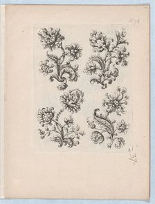 Series of Small Flower Motifs, Plate 2, ca. 1670-85., ca. 1670-85. Creator: Paul Androuet Du Cerceau.