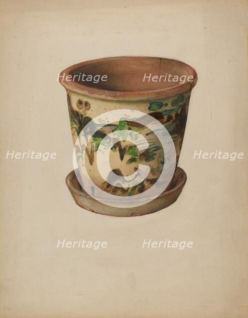 Flower Pot with Saucer, c. 1937. Creator: David Ellinger.