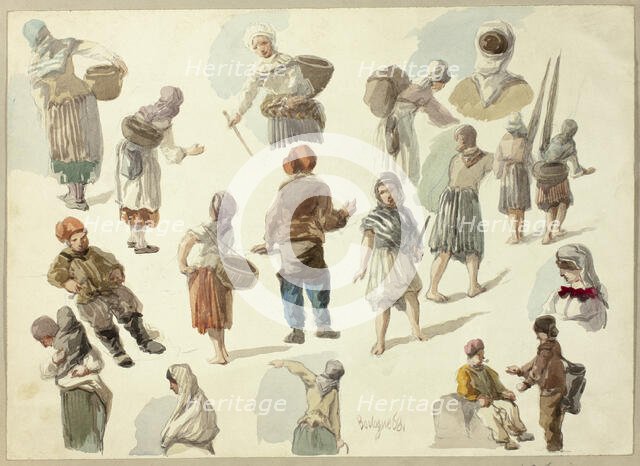 Sketches of Peasants in Boulogne, 1868. Creator: Unknown.