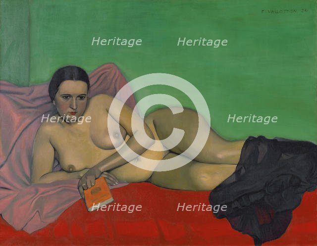 Femme nue tenant un livre, 1924. Creator: Vallotton, Felix Edouard (1865-1925).