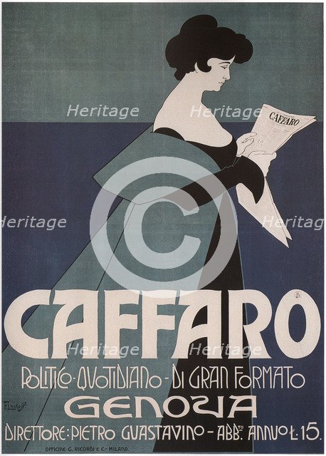 Caffaro Genoa Newspaper, 1901. Artist: Laskowski (Laskoff), François (Franz) (1869-1918)