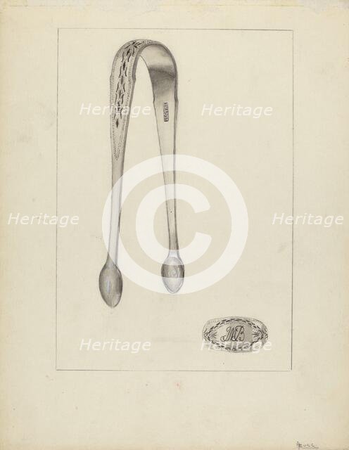 Silver Sugar Tongs, 1935/1942. Creator: Anthony Zuccarello.