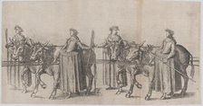 Four women walking alongside four cows; plate from 'Repraesentatio Der Fürstlichen Auffzug..., 1611. Creator: Balthasar Küchler.