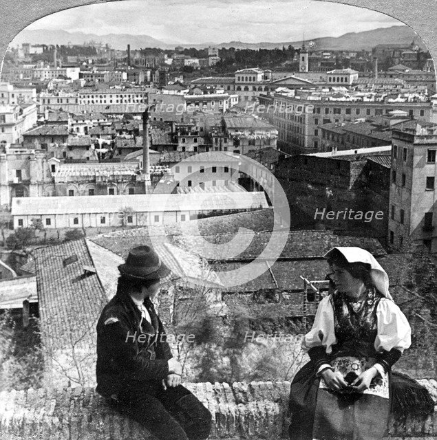 Aventine Hill and the Alban Hills, Rome, Italy.Artist: Underwood & Underwood