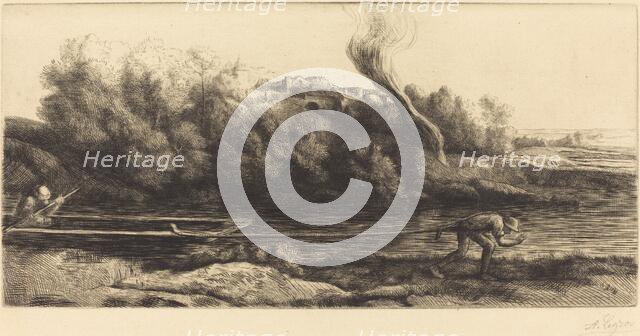 Landscape with Boat, 2nd plate (Paysage au bateau). Creator: Alphonse Legros.