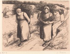 Peasants Carrying Sticks (Paysannes portant des fagots), 1896. Creator: Camille Pissarro.