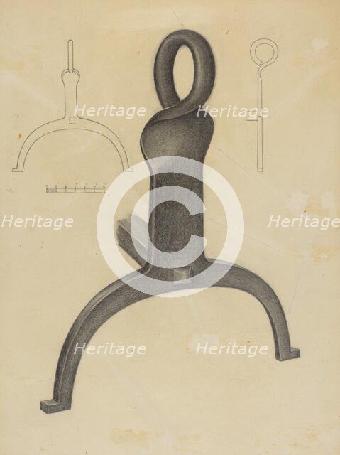 Andiron (One of Pair), c. 1953. Creator: Mildred Ford.