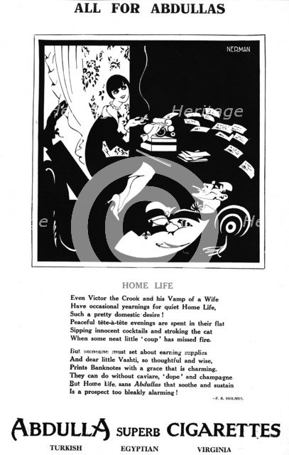 'All for Abdullas - Home Life', 1927. Artist: Unknown.