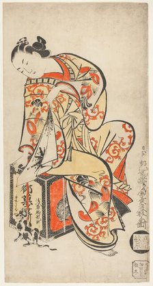 Courtesan Playing with a Cat, c. 1715. Creator: Dohan Kaigetsudo.