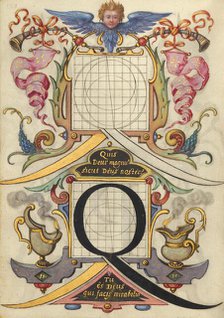 Guide for Constructing the Letter Q; Mira calligraphiae monumenta, about 1591-1596. Creator: Joris Hoefnagel.