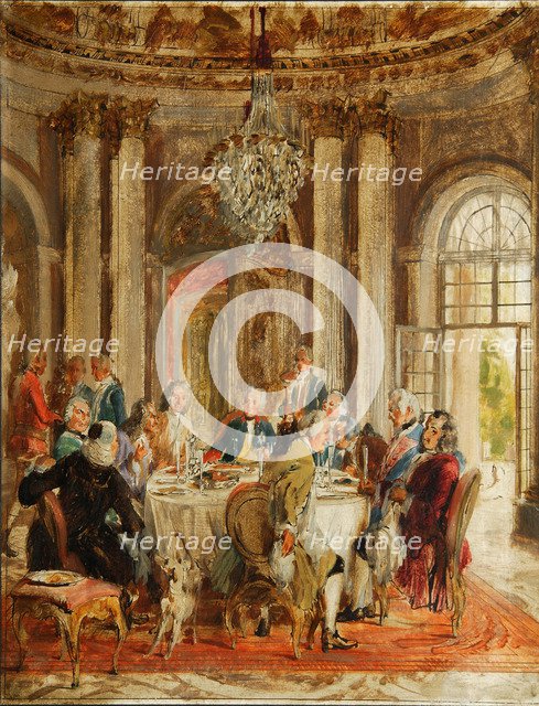 The Round Table of Frederick II at Sanssouci (sketch), 1848. Artist: Menzel, Adolph Friedrich, von (1815-1905)