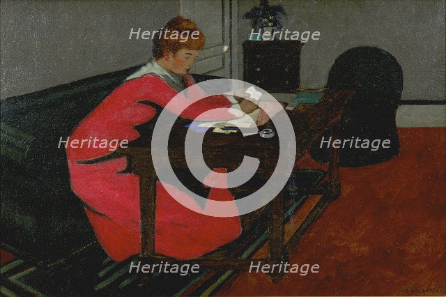 Misia at her desk, 1897. Artist: Vallotton, Felix Edouard (1865-1925)