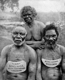 Three Aborigines from the coast tribes above Brisbane, Australia, 1922. Artist: Unknown