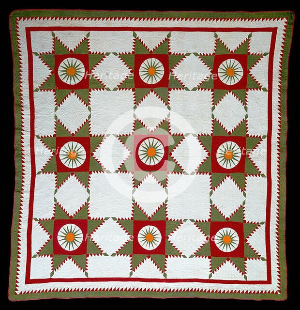 Bedcover (Sunburst or Feathered Edged Star Quilt), United States, c. 1830. Creator: Unknown.