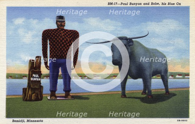 Paul Bunyan and Babe, Bemidji, Minnesota, USA, 1940. Artist: Unknown