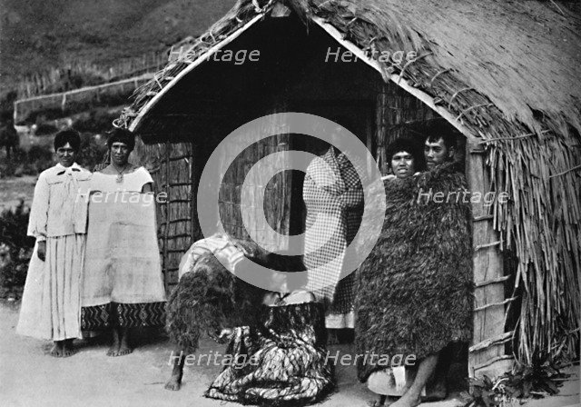 Hongi, traditional Maori greeting, New Zealand, 1902. Artist: Muir & Moodie.