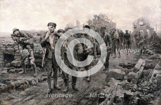 World War I: transport of the wounded. Creator: Ugo Matania.