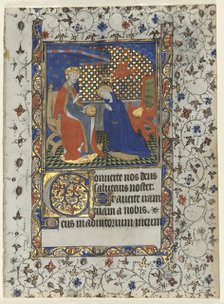 Bifolio from a Book of Hours: Coronation of the Virgin, c. 1415. Creator: Boucicaut Master (French, Paris, active about 1410-25), workshop of.