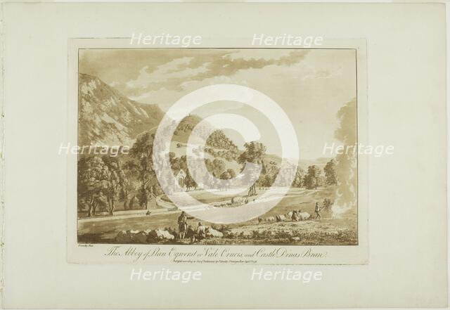 The Abbey of Llan Egnerst or Vale Crucis, and Castle Dinas Bran, 1776. Creator: Paul Sandby.