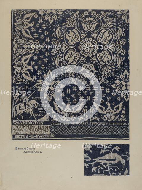 Textile of George Washington, 1935/1942. Creator: Esther Hansen.