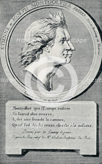 'The Brothers Montgolfier', 18th century, (1910). Artist: JC De Mayr.