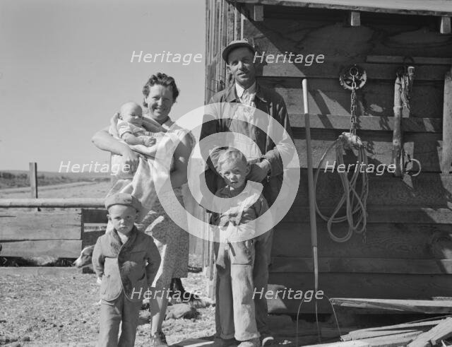The Schroeder family on their new farm, Dead Ox Flat, Malheur County, Oregon, 1939. Creator: Dorothea Lange.