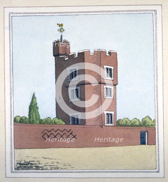 Lady Garret's Tower, Green Street House, East Ham, Newham, London, c1800.                            Artist: Anon