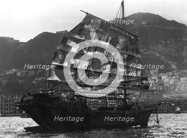 Chinese boat in a harbour, 20th century. Artist: Unknown