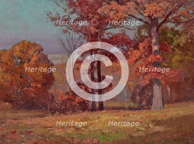 When the Oaks are Red (Brookville Landscape), 1916. Creator: Theodore Clement Steele.