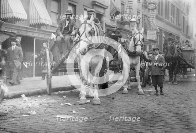 Breaking garbage strike at $5 day, 1911. Creator: Bain News Service.