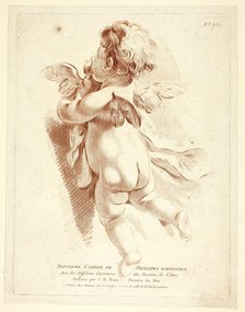 Flying Cupid Kissing a Dove, n.d. Creator: Gilles-Antoine Demarteau.