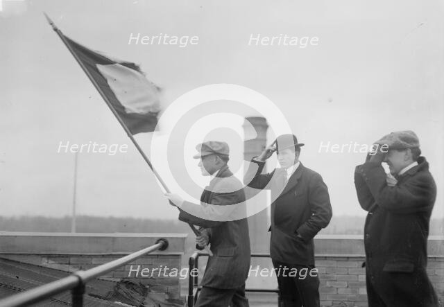 Signalling from cash register bldg. - Dayton (flood), 1913. Creator: Bain News Service.