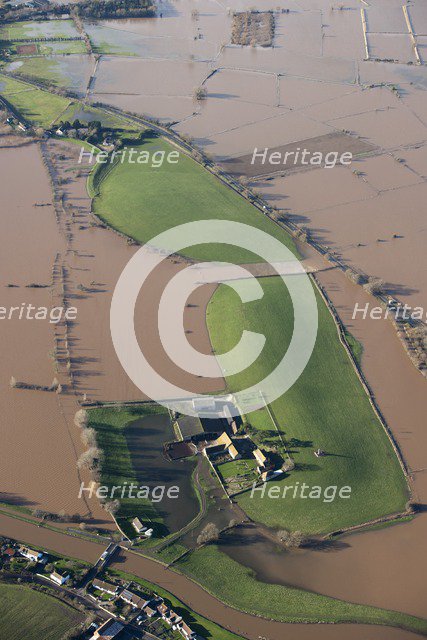 Aerial view of flooding around Athelney Hill, Somerset Levels, January, 2014. Artist: Damian Grady.