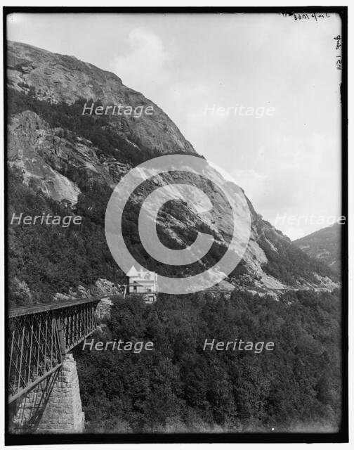 Willey Brook bridge and Mount Willard, Crawford Notch, White Mountains, N.H., between 1890 and 1901. Creator: Unknown.