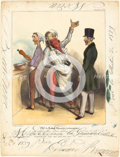 Mr. de Robert Macaire Restaurateur, 1836. Creators: Honore Daumier, Edouard Bouvenne.
