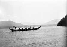 Kwakiutl Indians in boat, British Columbia, c1910. Creator: Edward Sheriff Curtis.