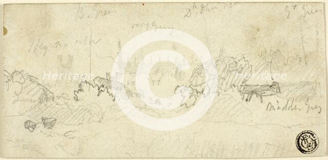 Sketch of Landscape with Cathedral, n.d. Creator: John Sell Cotman.