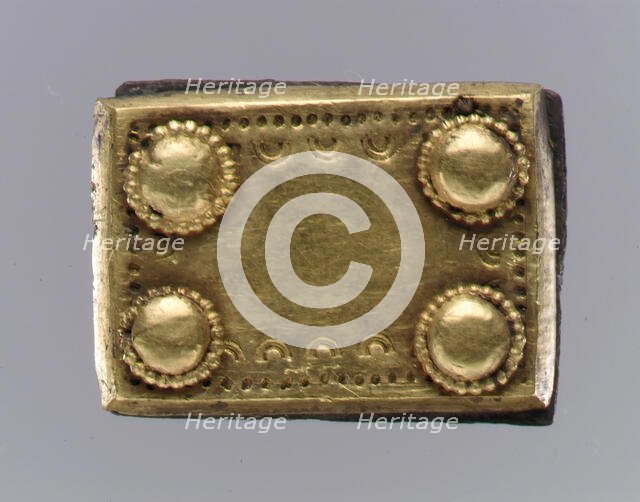 Gold Back Plate of Belt, Langobardic, ca. 600. Creator: Unknown.