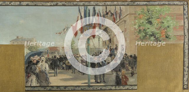 Esquisse pour la mairie de Bagnolet : Eté. La fête de Bagnolet le jour du couronnement..., 1893. Creator: Pierre Vauthier.