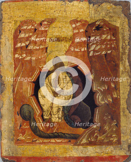 Icon of Elijah fed by a Crow, 15th-16th century (1401-1600). Artist: Unknown.