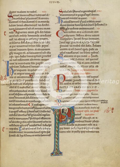 Initial P: Saint Paul; New Testament (with Canons of Priscillian), about 1170. Creator: Unknown.