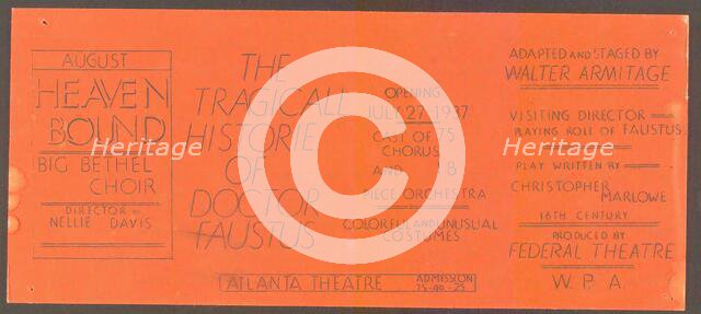 Poster from Atlanta production of Dr. Faustus (Theater), [193-]. Creator: Unknown.