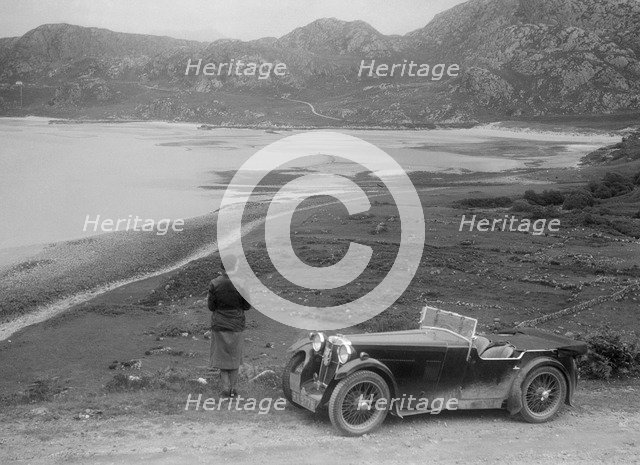 Kitty Brunell and her MG Magna at the RSAC Scottish Rally, 1932. Artist: Bill Brunell.